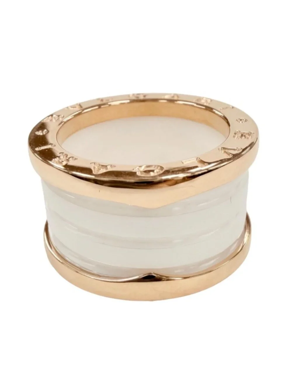 Bvlgari B.zero1 Ring 750 Ceramic Pink Gold White